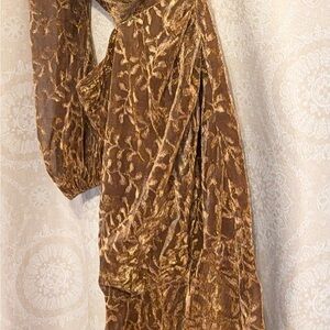 Brown Velvet Patterned Dress